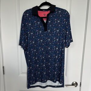 Floral Blue Polo Shirt